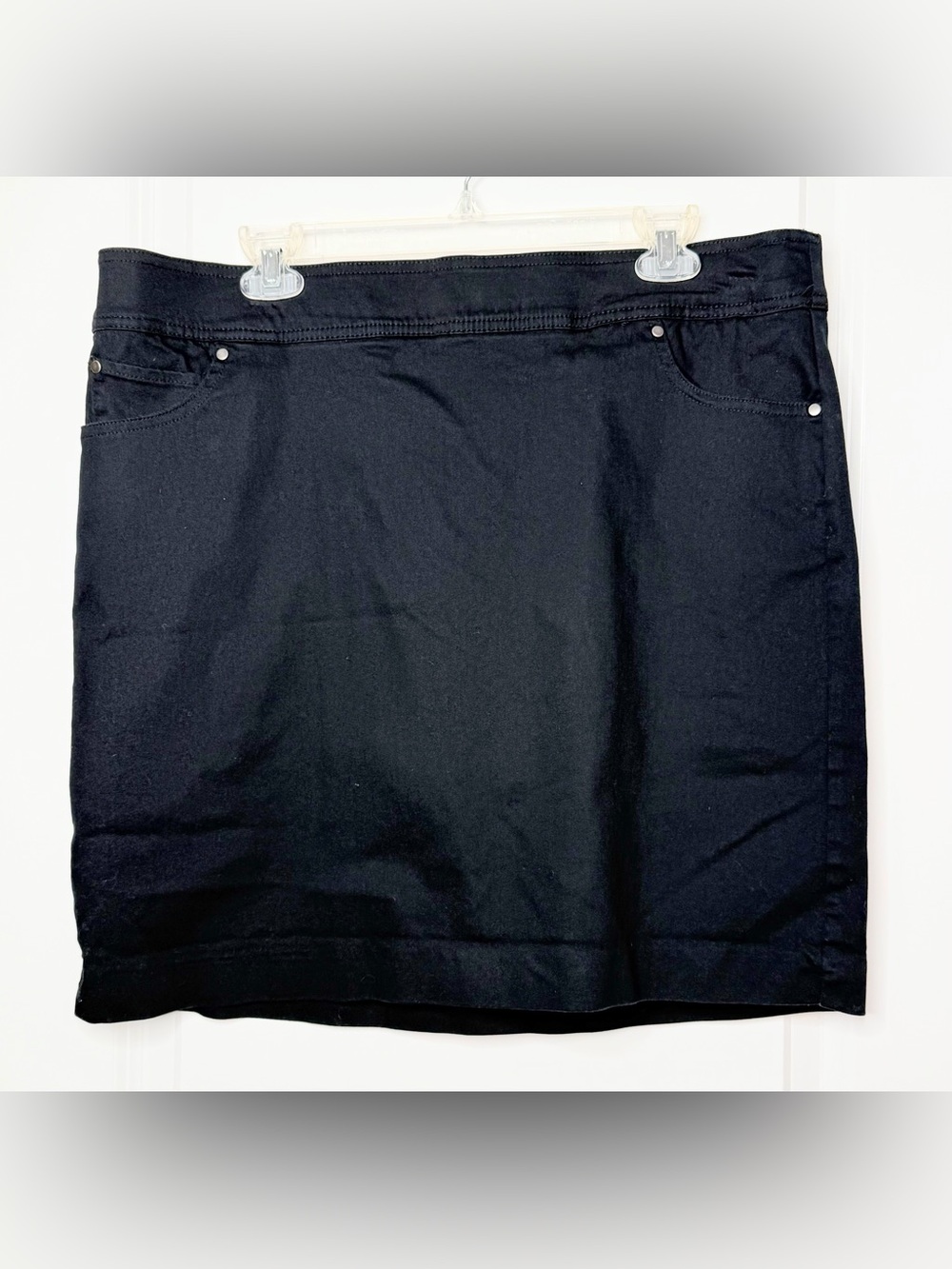 Kim Rogers Womens Size 16 Black Stretch Skort Skirt Shorts Pull On Pockets